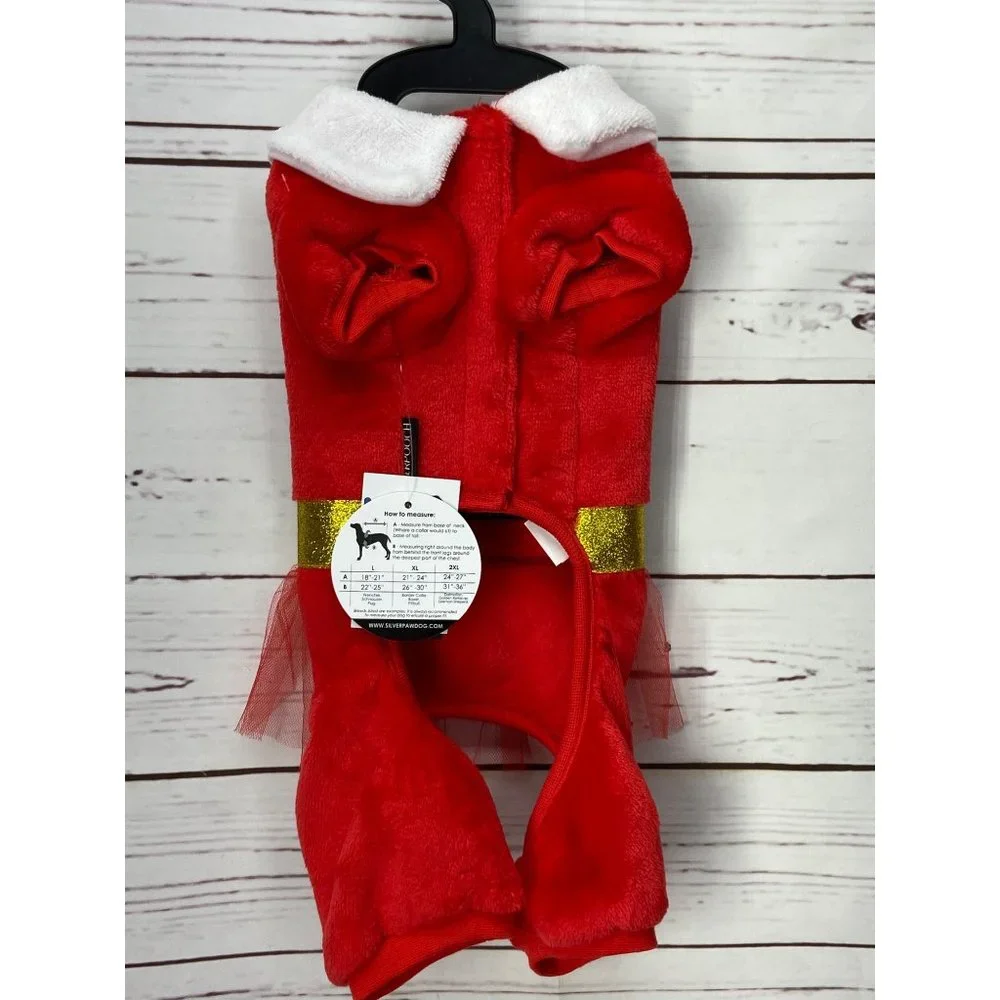 Silverpooch XS Pet Apparel Christmas Dog Pajamas Pjs Clothes Size Xtra Small Red